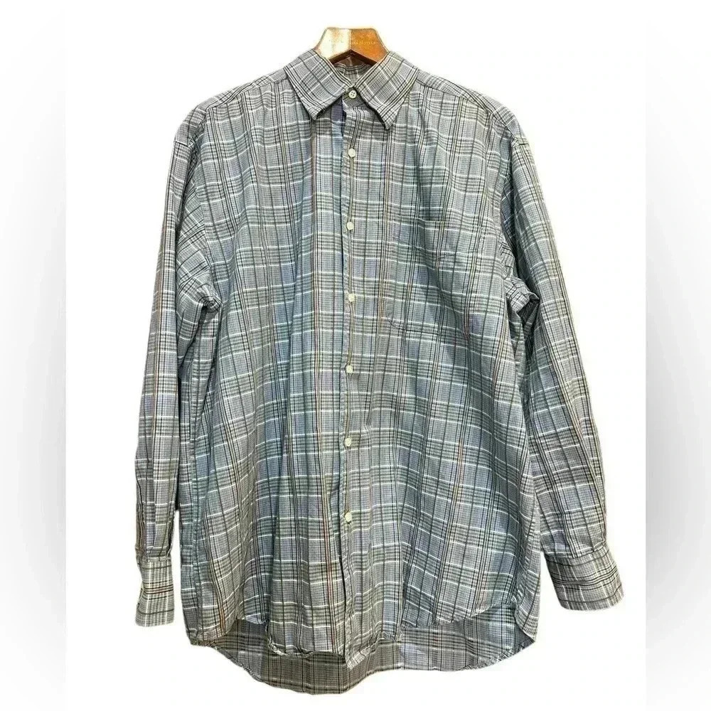 Harold Powell Long-Sleeve Button Down Light Blue Plaid Size L